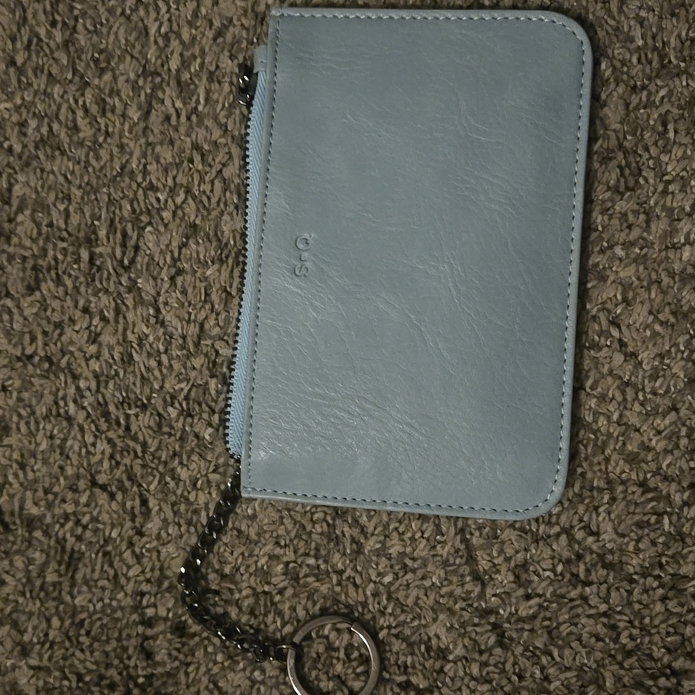 Light Blue Leather Pouch